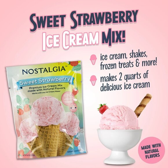Nostalgia Sweet Strawberry Premium Ice Cream Mix Lot of 5 Bags 8oz Best By 12/26 - Picture 3 of 7